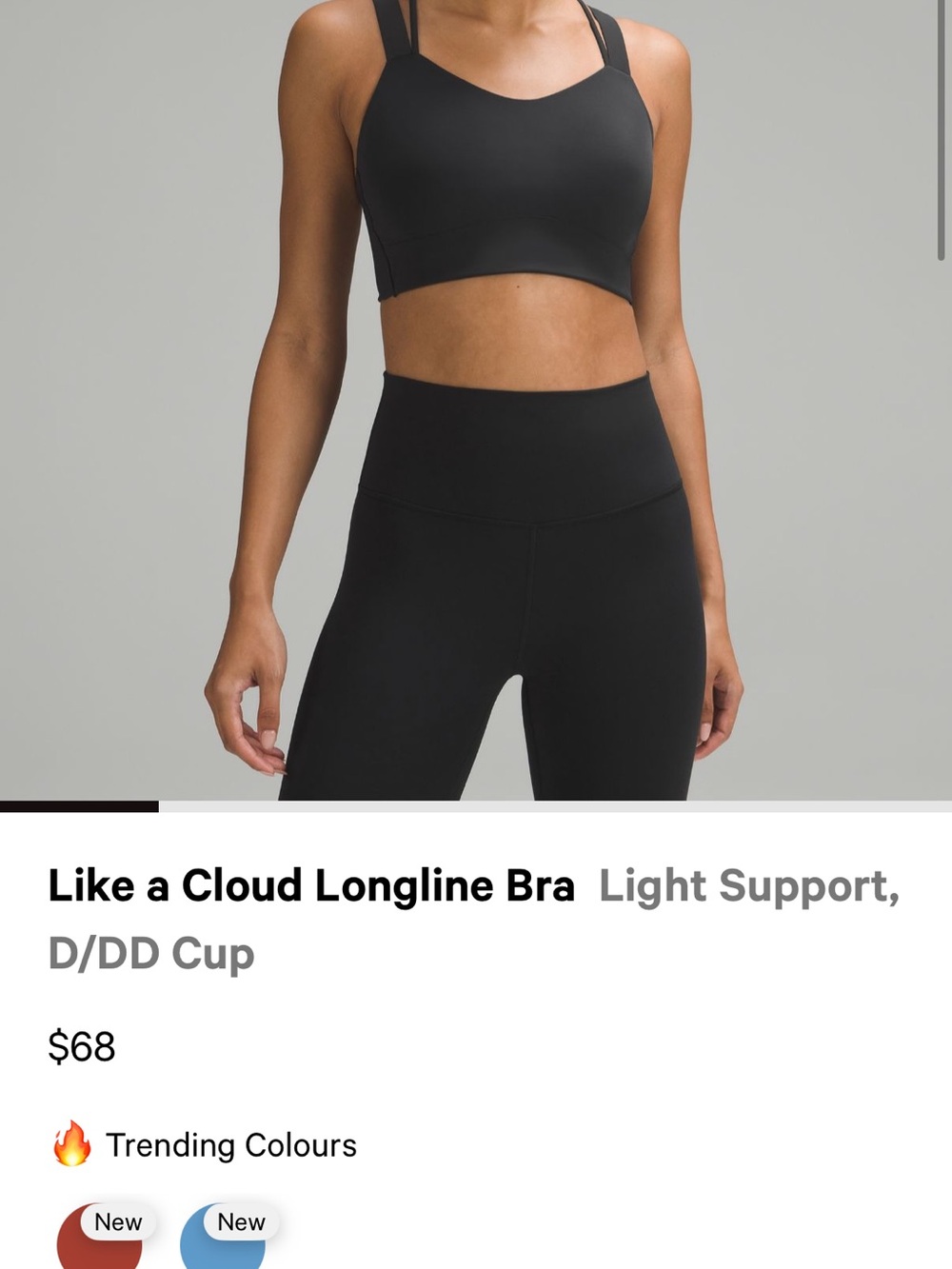 lululemon athletica like a cloud longline bra d/dd cup size 8 black - Picture 3 of 3
